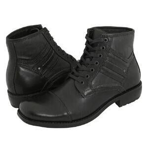 GBX 132221 Mens Cap Toe Leather Casual Military Ankle Boots Black size 9.5